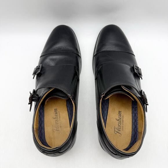 Florsheim Mens Rucci Monk Strap Dress Shoes US 7 Wide Black Leather Slip-On EUC